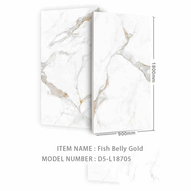 Белый и золотой 900x1800 мм Rock Surface Porcelain Tiles For Modern Decor